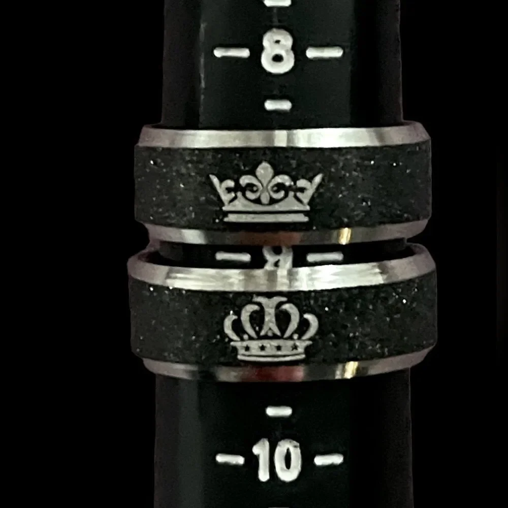 Her King/His Queen l Stainless Steel Crown Rings in Frosted Black l New